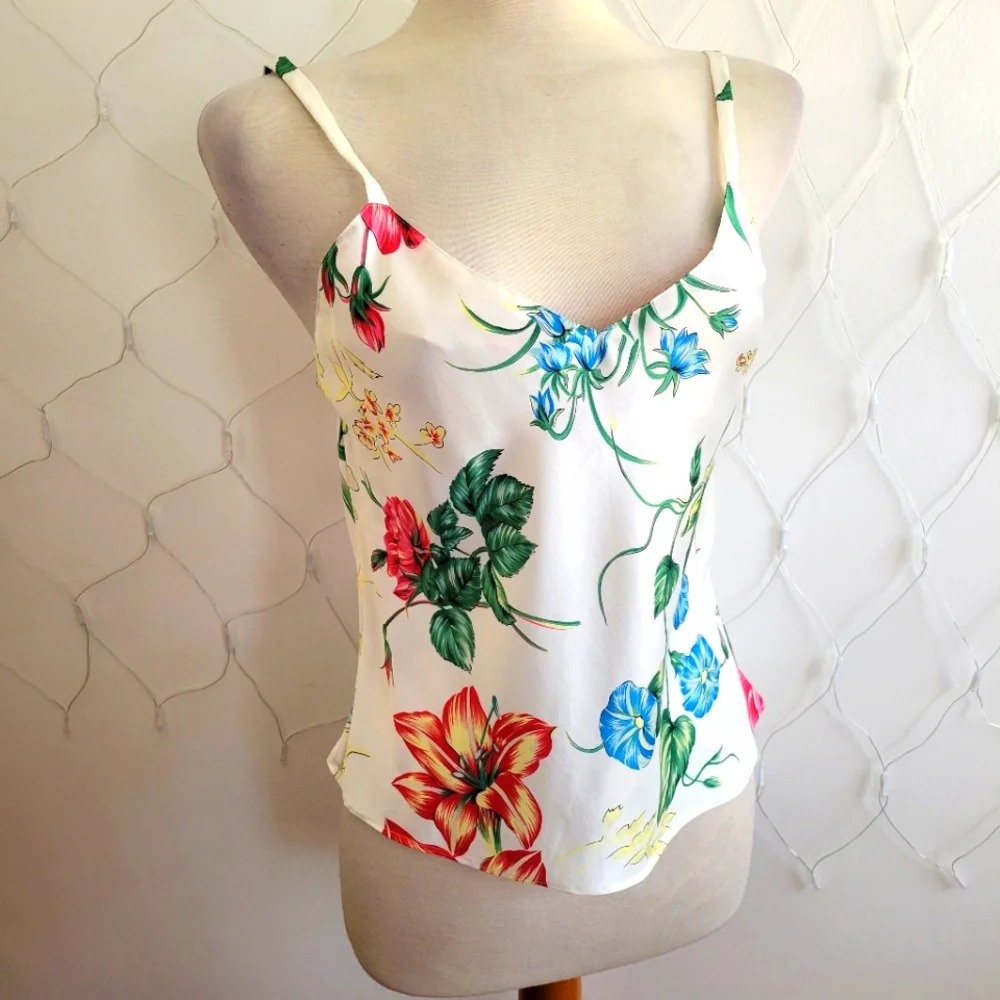 ¤ Natori Camisole Chemise Top • w/ Pretty Floral Print • Tagged Size Small